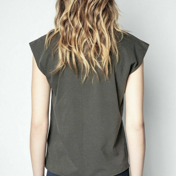 Zadig & Voltaire Weny Compo Skull Strass Tank Top Beaded Carbon S New - Picture 4 of 10